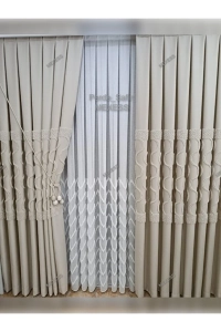 Yeni Sezon Lüx Puffy Ponpon Krem Fon Perde Her Odaya Uygun (1/3 Sık Pile) Tek Kanat
